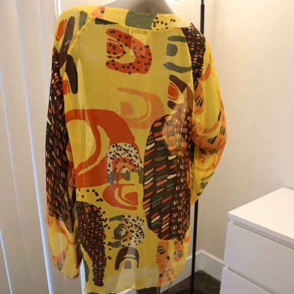 FUZZI Abstract Semi Sheer Tunic Top M NWT - Picture 6 of 6